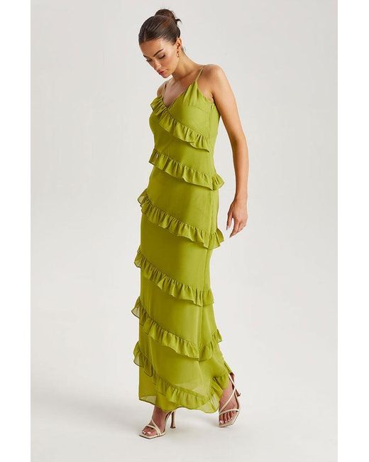 Urban Bliss Green Ruffle Maxi Dress