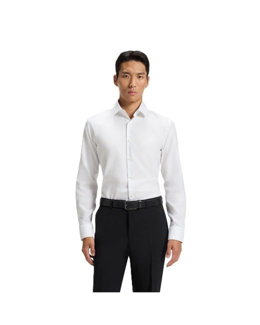 Boss White Point Collar Long Sleeve Regular Fit Oxford Shirt for men