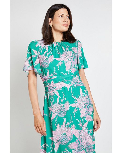 Wallis Blue Floral Wrap Waist Midi Dress