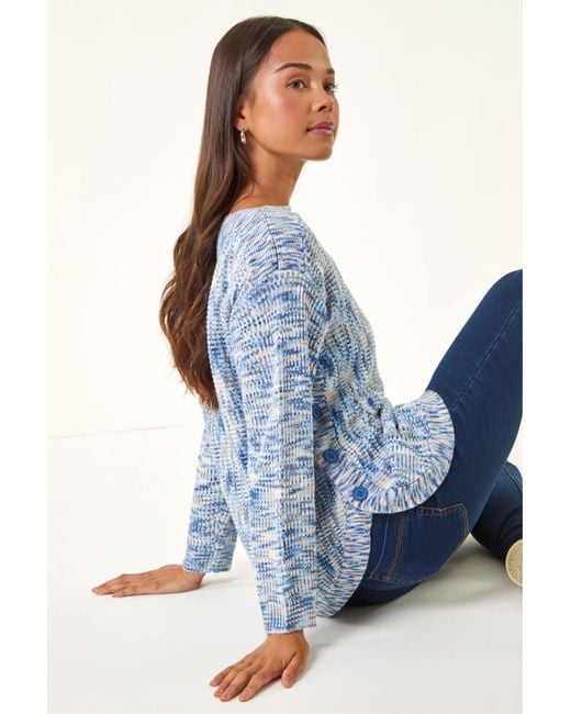 Roman Blue Petite Curve Hem Knit Jumper