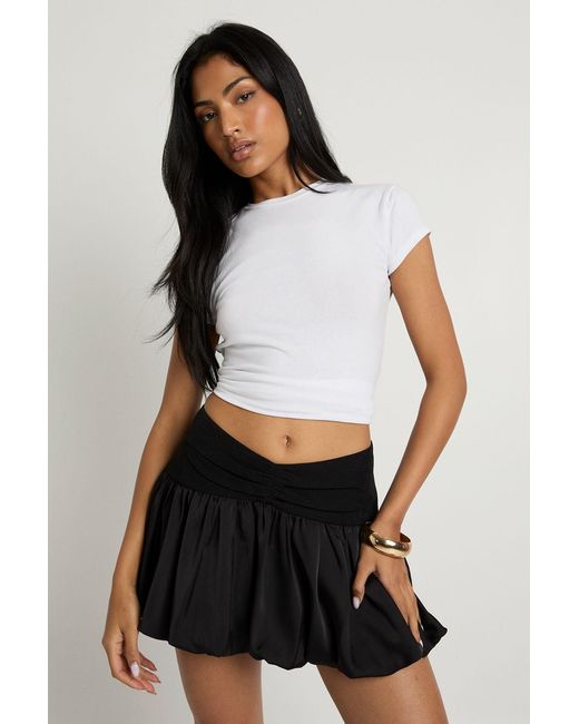 Boohoo White Contrast Bubble Hem Mini Skirt