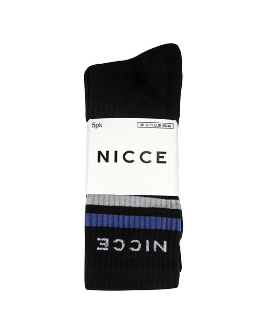 Nicce London Black 5 Pack Crew Socks for men