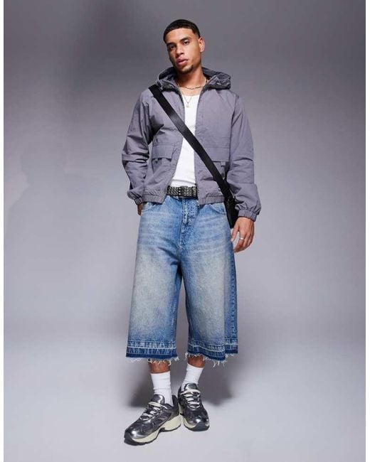 ASOS Blue Windbreaker Jacket With Hood for men
