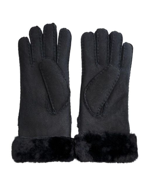 Infinity Leather Black Genuine Sheepskin Suede Gloves With Roll Up/Down Cuff
