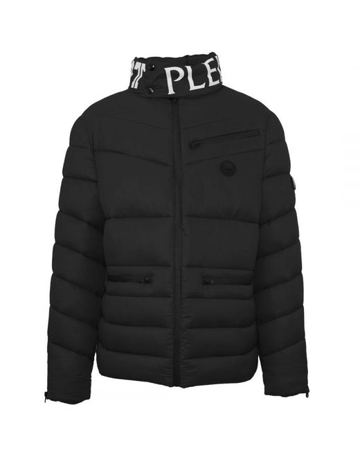 Philipp Plein Black Padded Bold Logo Jacket Polyamide for men