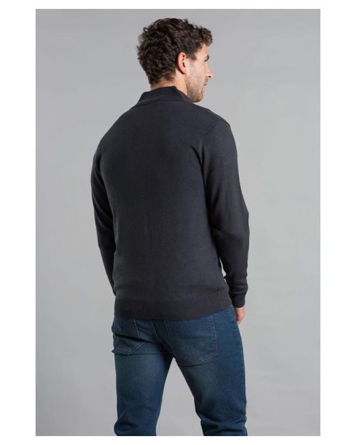 Kensington Eastside Blue Funnel Neck Zip-Through Cardigan for men