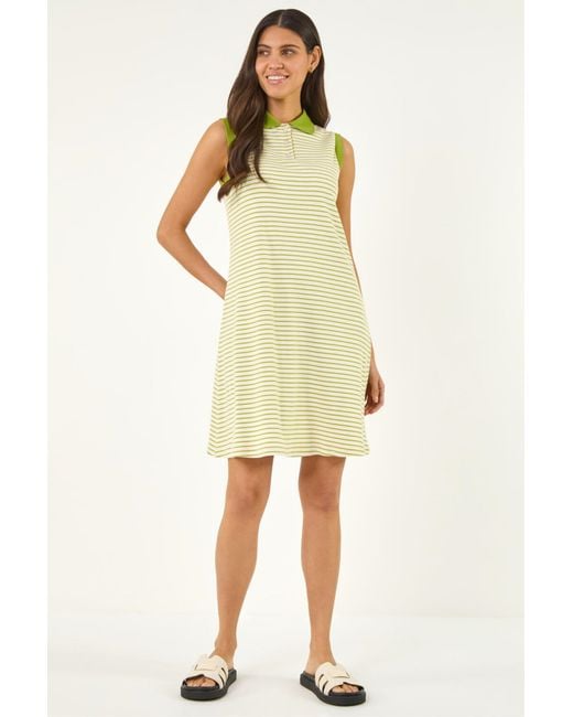 Roman Yellow Stripe Collared Mini Dress