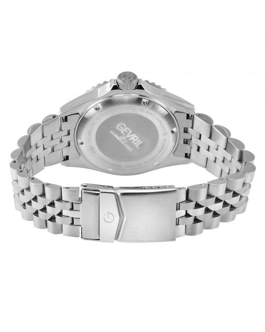Gevril Gray Wall Street Swiss Automatic Sellita Sw200 Bezel, Enamel Dial, Ss Satin And Polished Bracelet Watch for men