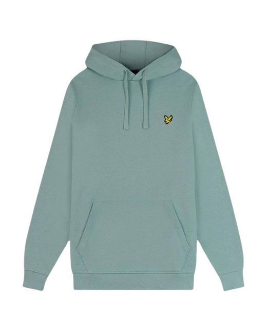 Lyle & Scott Blue Brand Logo Slate Hoodie Cotton for men
