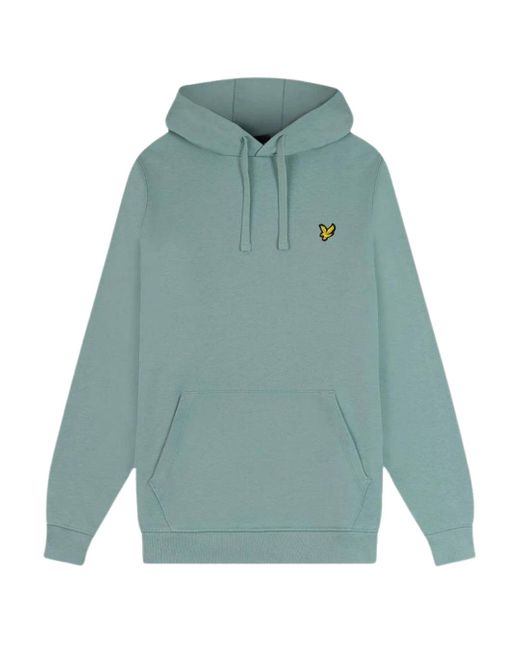 Lyle & Scott Blue Brand Logo Slate Hoodie Cotton for men