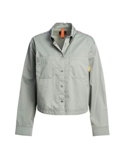 Parajumpers Gray Buttoned Cropped Fox Jacket Nylon
