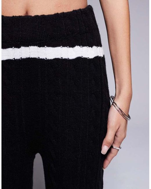Kaiia Blue Exclusive Knitted Wide Leg Contrast Stripe Trousers Co-Ord