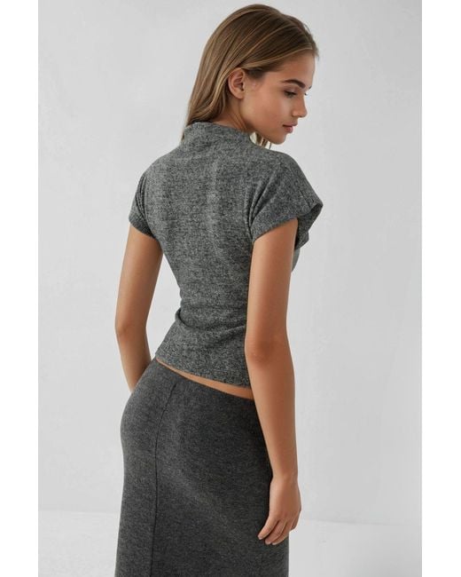 Hiccup Gray Textured Crew Neck Sleeveless Top