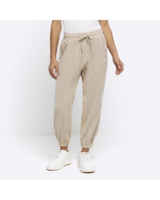 River Island Natural Joggers Petite Lyocell Elasticated
