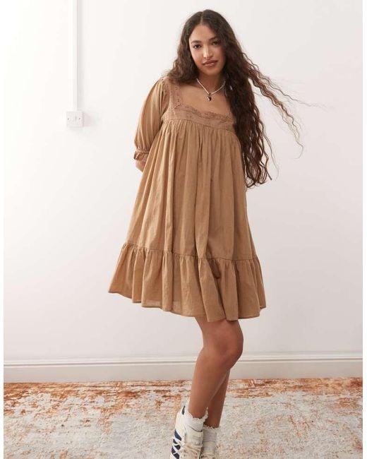Miss Selfridge Natural Voile Smock Dress