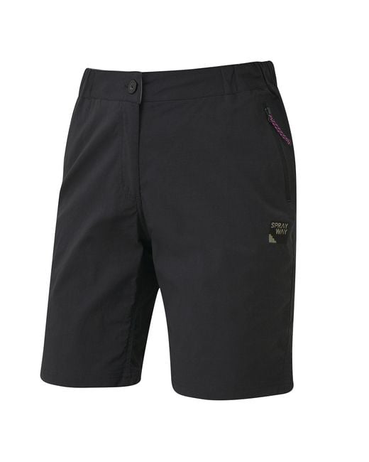 Sprayway Black Ladies Water Resistant Upf 50+ Hiking Shorts With Zip Pockets