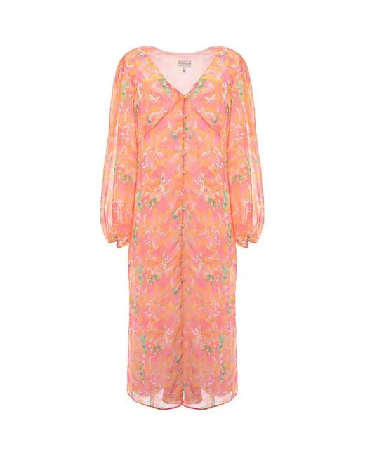 Pretty Lavish Pink Floral Balloon Sleeve Midaxi Dress