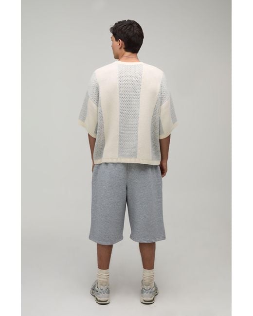 BoohooMAN Natural Oversized Knitted Mesh Sports Top for men