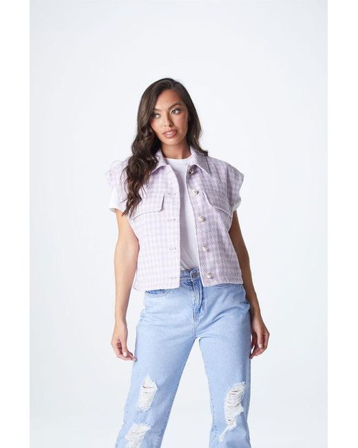 Urban Bliss White Dogtooth Gilet