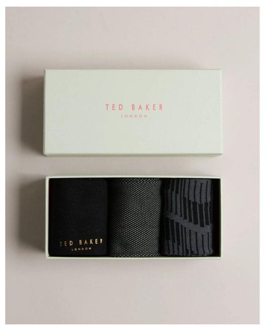 Ted Baker Black Hoptoit Three Pack Of Socks for men