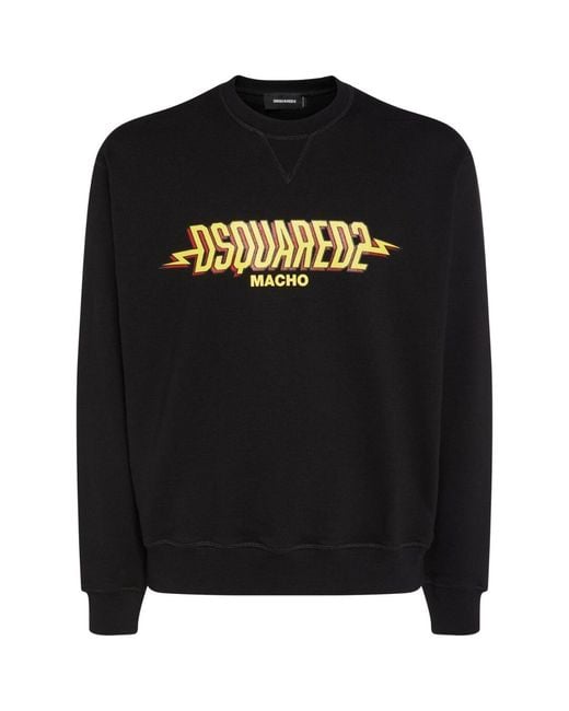 DSquared² Black Macho Logo Sweatshirt Cotton for men
