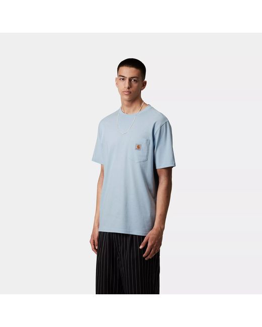 Carhartt Blue S/S Pocket T-Shirt Air Sky for men