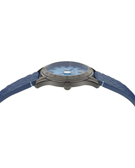 Versace Blue Greca Time Gmt Watch Ve7C00423 Leather (Archived) for men