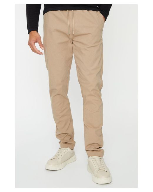 Threadbare Natural 'Cory' Slim Fit Pull-On Chino Trousers for men