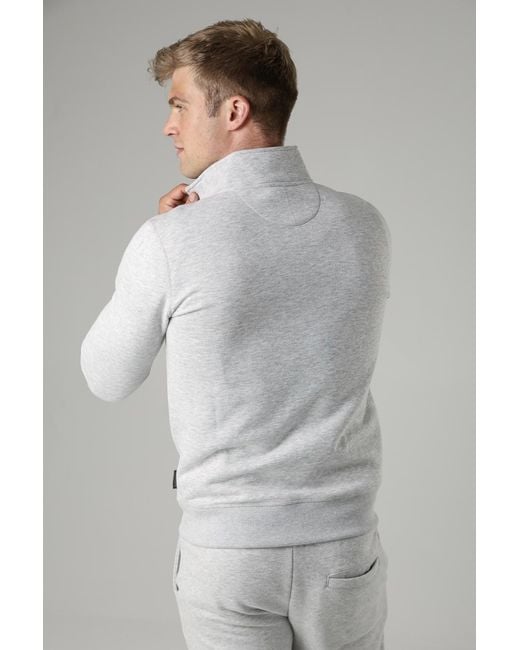 French Connection Gray Cotton Blend Half-Zip Jumper for men