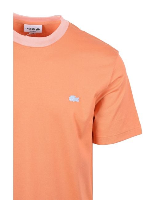 Lacoste Orange T-Shirt Peach/ Cotton for men