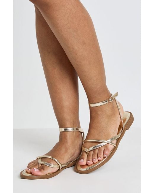 Boohoo Natural Wide Fit Toe Post Strappy Sandals