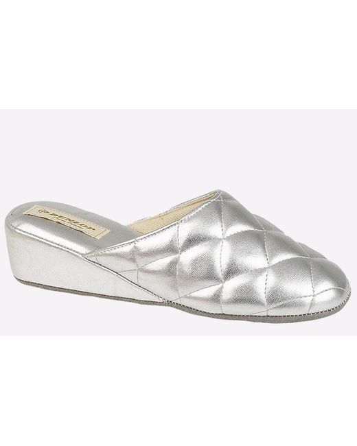 Dunlop White Sybil Quilted Mule Slippers