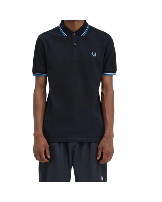 Fred Perry Black M3600 Twin Tipped Polo Shirt for men
