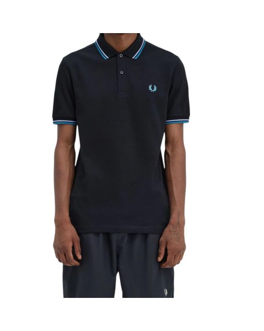 Fred Perry Black M3600 Twin Tipped Polo Shirt for men