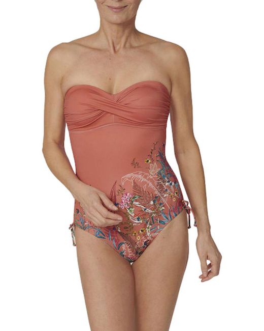 Triumph Red Botanical Leaf Swimsuit