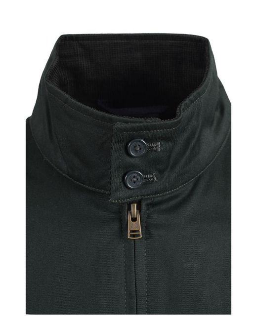 Fred Perry Black Waxed Cotton Harrington Jacket Night for men