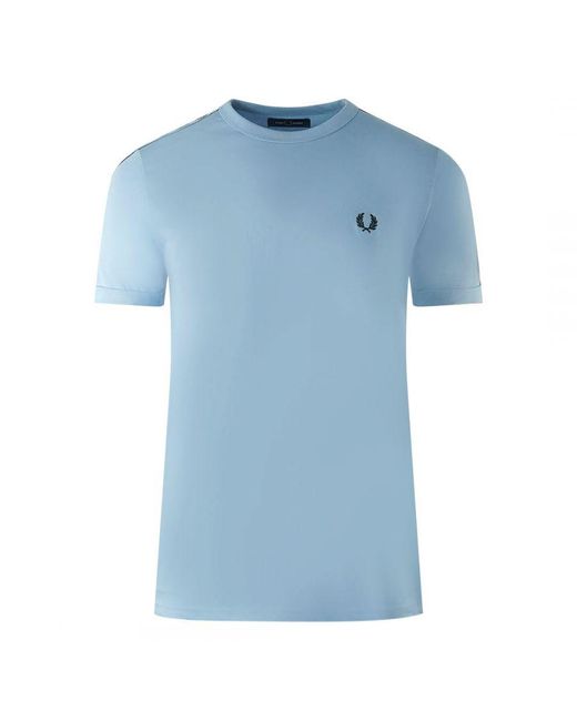 Fred Perry Blue Taped Shoulder Sky Ringer T-Shirt for men