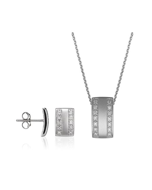 Orphelia Metallic 925 Sterling Set: Chain-Pendant + Earrings