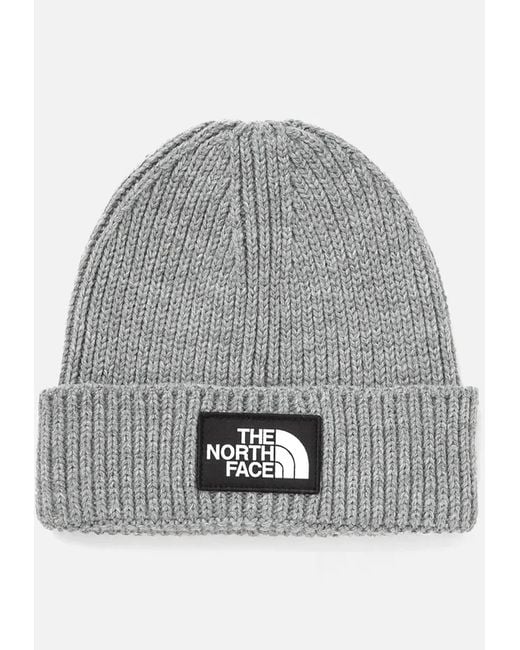 The North Face Gray Logo Box Beanie Hat