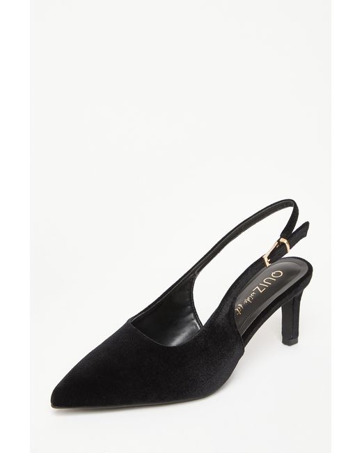 Quiz Black Wide Fit Slingback Court Heels