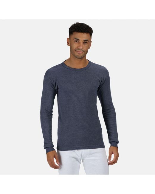 Regatta Blue Thermal Underwear Long Sleeve Vest Top (Denim) for men