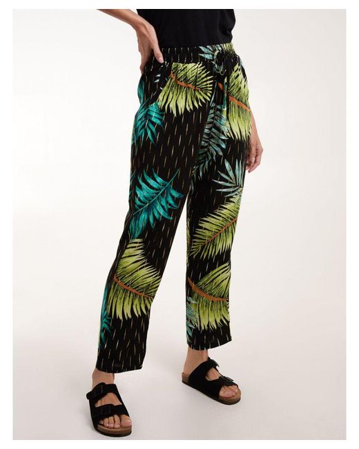 Blue Vanilla Brown Palm Print Trousers