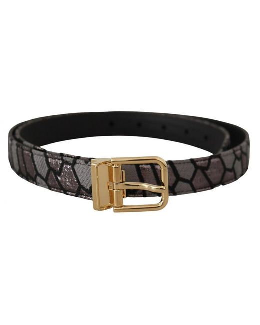 Dolce & Gabbana Black Patchwork Leather Jaquard Belt for men