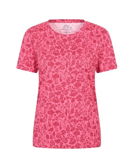 Mountain Warehouse Pink 'Printed' T-Shirt 100% Cotton Lightweight Breathable Casual Graphic Top