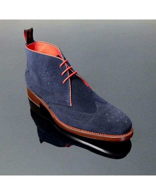 Jeffery West Blue Page 'Worship' Piped Wing Tip Chukka for men