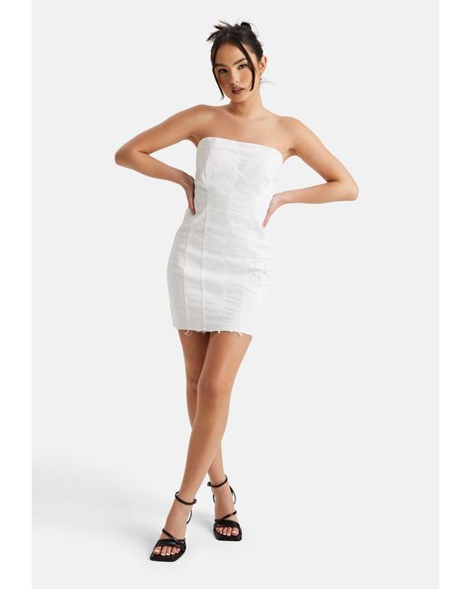 Urban Bliss White Rina Twill Bandeau Dress