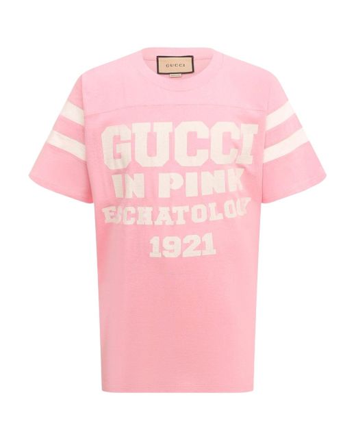 Gucci Pink Eschatology 1921 Printed T-Shirt for men