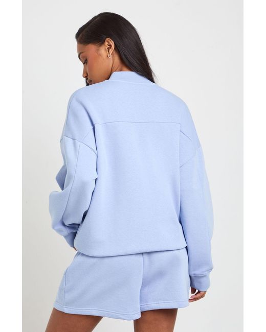 Boohoo Blue Bomber Jacket Short Tracksuit