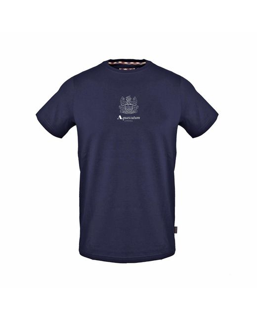 Aquascutum Blue Regular Fit Crew Neck Short Sleeve T-Shirt for men