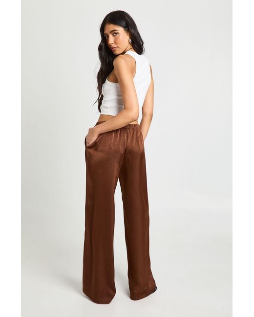 Boohoo Brown Tall Elasticated Waist Wide Leg Trouser